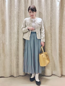 「DRESKIP（ドレスキップ）のアイテム（デニムジャケット）」を使った、ネリさん（レディース・162cm）の春コーディネート
