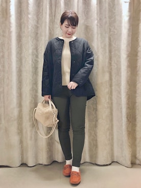 「キルトジャケット」｜「アイテム（ブルゾン）」を使った、ネリさん（レディース・162cm）の秋コーディネート