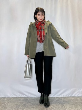 「マフラーぐるぐる」｜「アイテム（その他アウター）」を使った、ネリさん（レディース・162cm）の冬コーディネート