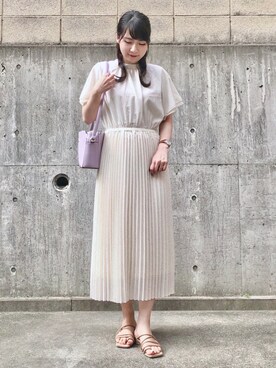 「DRESKIP（ドレスキップ）のアイテム（サンダル）」を使った、ネリさん（レディース・162cm）の夏コーディネート