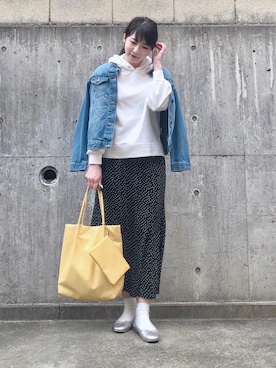 「DRESKIP（ドレスキップ）のアイテム（デニムジャケット）」を使った、ネリさん（レディース・162cm）の春コーディネート