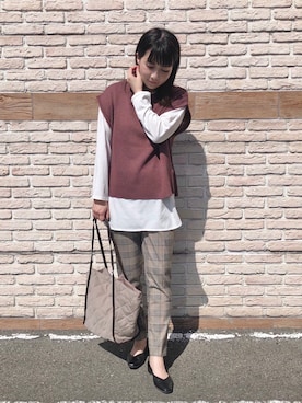 「ビッグトート」｜「アイテム（パンツ）」を使った、ネリさん（レディース・162cm）の秋コーディネート