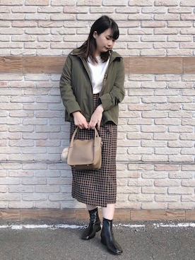 「ラップスカート」｜「アイテム（ブルゾン）」を使った、ネリさん（レディース・162cm）の秋コーディネート