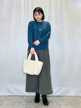 「DRESKIP（ドレスキップ）のアイテム（パンツ）」を使った、ネリさん（骨格ナチュラル・レディース・162cm）の冬コーディネート