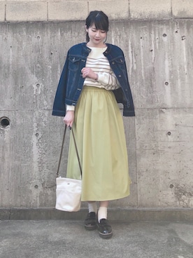「DRESKIP（ドレスキップ）のアイテム（デニムジャケット）」を使った、ネリさん（レディース・162cm）の春コーディネート