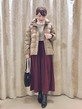 「服とコスメでなりたい自分に」｜「アイテム（ダウンジャケット/コート）」を使った、ネリさん（レディース・162cm）の冬コーディネート