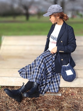 「JOURNAL STANDARD relume（ジャーナルスタンダード　レリューム）の●T/Wギャバネイビーブレザー◆（テーラードジャケット）」を使った、non0910さん（レディース・158cm）の秋コーディネート