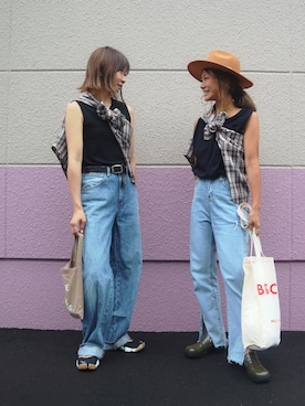 「アイテム（ローファー、グリーン系）」を使った、non0910さん（レディース・158cm）の秋コーディネート