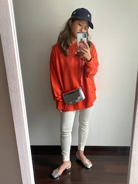 「シルバーシューズ」｜「アイテム（キャップ）」を使った、non0910さん（レディース・158cm）の秋コーディネート
