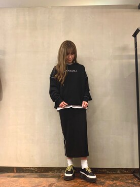 「DIESEL（ディーゼル）のアイテム（スカート）」を使った、miiさん（レディース・155cm）の春コーディネート