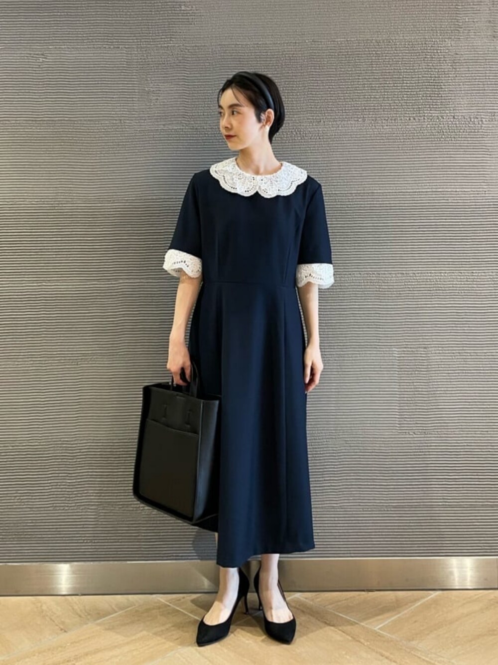 MAKE BETTER THINGS グリーンレーベル✨襟付き　ワンピース　紺 MAKE BETTER THINGS グリーンレーベル✨襟付きワンピース紺