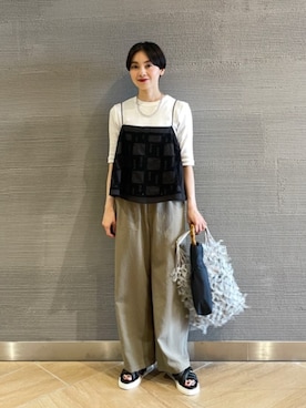 「アイテム（その他パンツ、ブラウン系）」を使った、山田（yamada）さん（レディース・151cm）の夏コーディネート