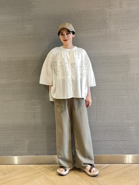 「アイテム（その他パンツ、ブラウン系）」を使った、山田（yamada）さん（レディース・151cm）の夏コーディネート
