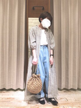 「Samansa Mos2（サマンサ モスモス）のオーガニックコットン混デニムパンツ（デニムパンツ、ブルー系）」を使った、ﾀﾆｶﾞﾜさん（レディース・148cm）の春コーディネート