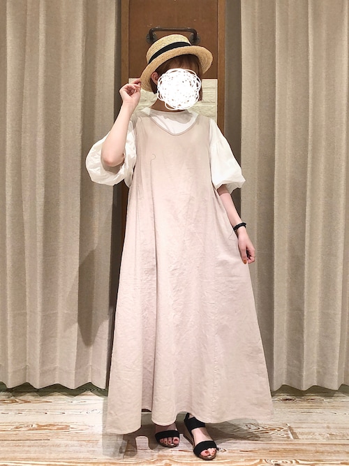 Samansa Mos2 ワンピース コットンリネン前後2WAYノースリーブ