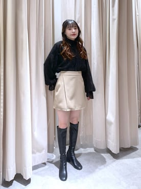 「ミニ丈コーデ」｜YUURIさん（レディース・146cm）の冬コーディネート