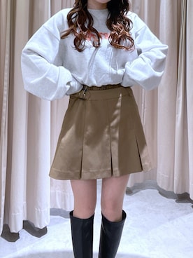 「短丈トップス」｜YUURIさん（レディース・146cm）の冬コーディネート