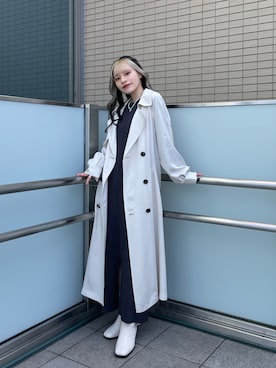 「ほめられ本命コーデ」｜「アイテム（トレンチコート）」を使った、YUURIさん（レディース・146cm）の冬コーディネート