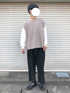 「WYM LIDNM（ウィム バイ リドム）のMILANO RIB HEAVY WEIGHT PO KNIT（ニット/セーター）」を使った、りゅうさん（メンズ・172cm）の秋コーディネート