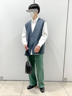 「センタープレスパンツ」｜「アイテム（その他）」を使った、りゅうさん（メンズ・172cm）の春コーディネート