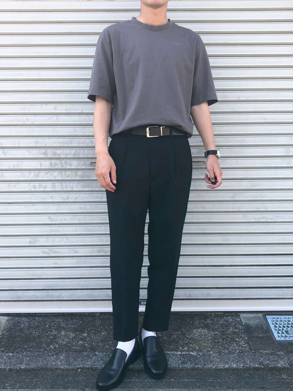 「オペラシューズ、GU、キレイめ、休日スタイル、Tシャツ、ベージュ、ブラウン、いいね、save、フォローお願いします🤑、お洒落さんとつながりたい、ootd」｜「GUのアイテム（Tシャツ/カットソー、ブラウン系）」を使った、りゅうさん（メンズ・172cm）の秋コーディネートの1枚目の写真
