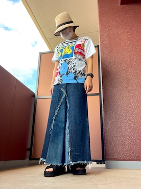 「アイテム（デニムスカート）」を使った、きんぎょさん（レディース・158cm）の夏コーディネート