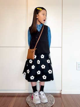 「アイテム（スカート）」を使った、なな✿こうさん（キッズ・110cm）の秋コーディネート