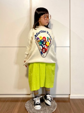 「靴下チラ見せ」｜「アイテム（ワンピース/ドレス）」を使った、なな✿こうさん（キッズ・110cm）の冬コーディネート