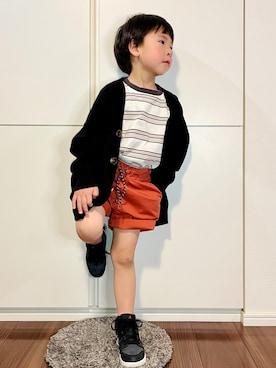 「アイテム（カーディガン/ボレロ、ブラック系）」を使った、なな✿こうさん（キッズ・110cm）の春コーディネート