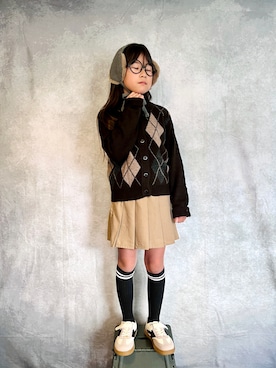 「アイテム（スカート）」を使った、なな✿こうさん（キッズ・129cm）の秋コーディネート