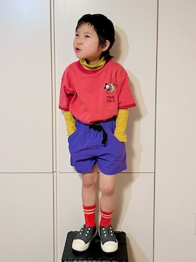 「リブT」｜「アイテム（その他）」を使った、なな✿こうさん（キッズ・110cm）の冬コーディネート