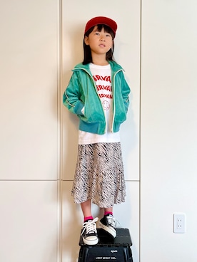 「アイテム（スカート、ブラック系）」を使った、なな✿こうさん（キッズ・120cm）の秋コーディネート