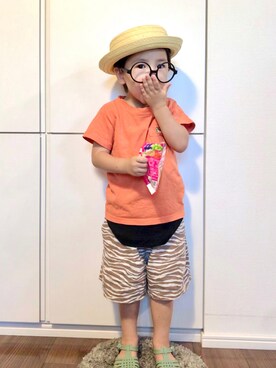 「アイテム（タンクトップ、ブラック系）」を使った、なな✿こうさん（キッズ・110cm）の夏コーディネート