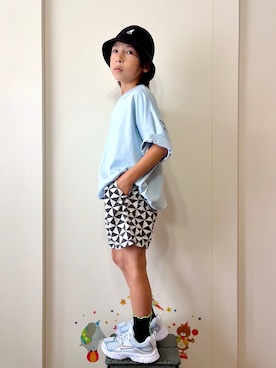 「KANGOL（カンゴール）のアイテム」を使った、なな✿こうさん（キッズ・132cm）の夏コーディネート