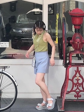 「GRL（グレイル）のアイテム（パンツ）」を使った、ayaneさん（レディース・153cm）の夏コーディネート