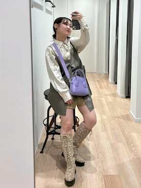 「merry jenny（メリージェニー）のアイテム（ブーツ）」を使った、ayaneさん（レディース・153cm）の冬コーディネート