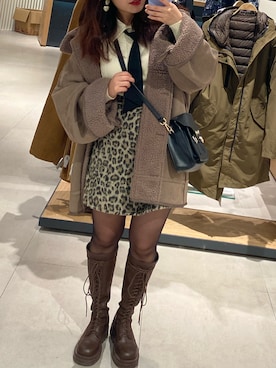 「153cm」｜「アイテム（その他アウター）」を使った、Yikoさん（レディース・153cm）の冬コーディネート
