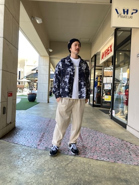 「WHITELAND（ホワイトランド）のアイテム（帽子）」を使った、SHINYA KASHIWAGIさん（メンズ・177cm）の冬コーディネート