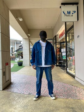 「DANKE SCHON（ダンケシェーン）のアイテム（デニムジャケット）」を使った、SHINYA KASHIWAGIさん（メンズ・177cm）の秋コーディネート