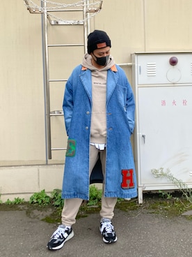 「くすみカラー」｜「アイテム（デニムジャケット）」を使った、SHINYA KASHIWAGIさん（メンズ・177cm）の秋コーディネート
