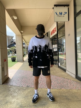 「WHITELAND（ホワイトランド）のアイテム（ニット/セーター）」を使った、SHINYA KASHIWAGIさん（メンズ・177cm）の夏コーディネート