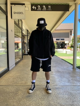 「WHITELAND（ホワイトランド）のアイテム（ブルゾン）」を使った、SHINYA KASHIWAGIさん（メンズ・177cm）の夏コーディネート