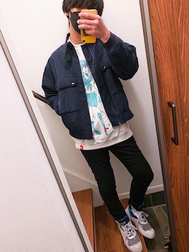 「plain-me（プレインミー）のアイテム（ジャケット/アウター）」を使った、Tomo.twさん（メンズ・172cm）の秋コーディネート