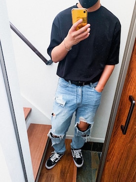 「AIVER（アイバー）のアイテム（パンツ）」を使った、Tomo.twさん（メンズ・172cm）の夏コーディネート
