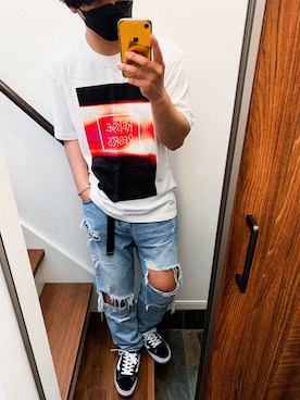 「AIVER（アイバー）のアイテム（パンツ）」を使った、Tomo.twさん（メンズ・172cm）の夏コーディネート
