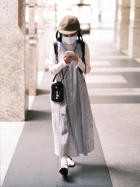 「MUJI」｜「アイテム（ワンピース/ドレス）」を使った、Kiki Linさん（レディース・155cm）の秋コーディネート