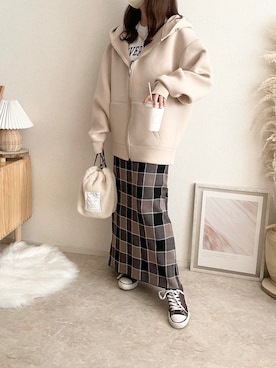 「classicalelf（クラシカルエルフ）のアイテム（パーカー）」を使った、TOMOさん（レディース・154cm）の秋コーディネート