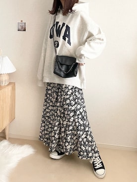 「GRL（グレイル）のチェーンフラップショルダーバッグ（ショルダーバッグ）」を使った、TOMOさん（レディース・154cm）の冬コーディネート