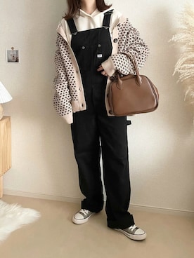 「ジャガード」｜「アイテム（サロペット/オーバーオール）」を使った、TOMOさん（レディース・154cm）の秋コーディネート