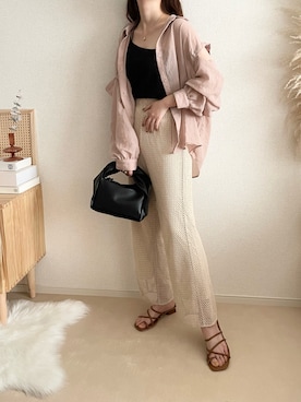 「シアーシャツ」｜TOMOさん（レディース・154cm）の夏コーディネート